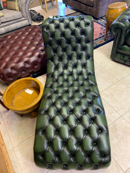 Leather Paris Chaise in Antique Green