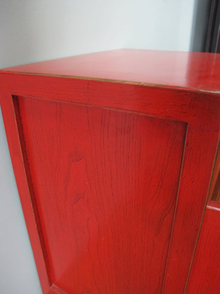 Chinese Style Red Lacquer Bedside Chest