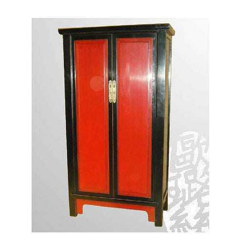 Chinese Antique Red and Black Large Cabinet Armoire
