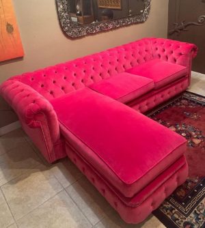 London Chaise Sofa in COM Cerise Velvet