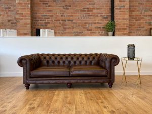 british made leather tufted chesterfield sofa