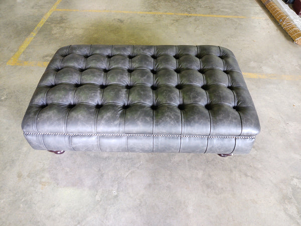 Marlborough Storage Stool in Grey Leather