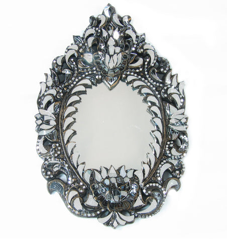 Ornate Carved teak Framed handcut Glass Mirror